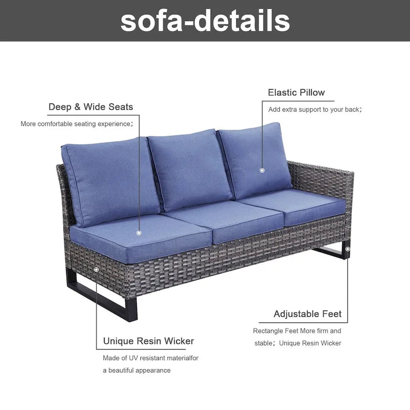 Chaises pivotantes d'extérieur avec table de canapé d'angle