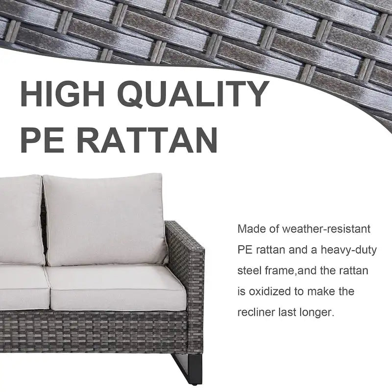 Chaises pivotantes d'extérieur avec table de canapé d'angle