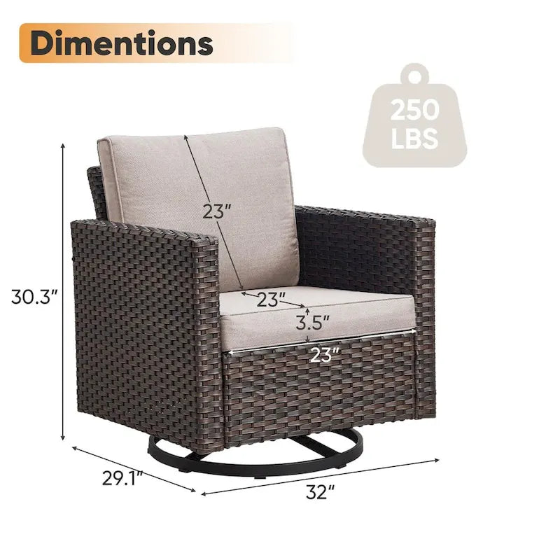 Chaises pivotantes d'extérieur avec table de canapé d'angle