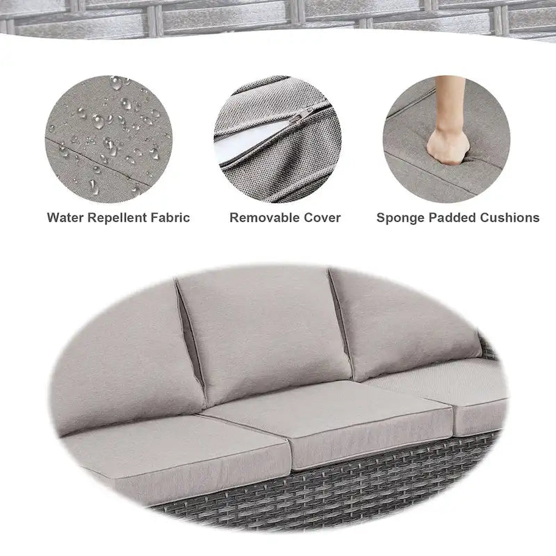 Chaises pivotantes d'extérieur avec table de canapé d'angle