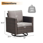 Chaises pivotantes d'extérieur avec table de canapé d'angle