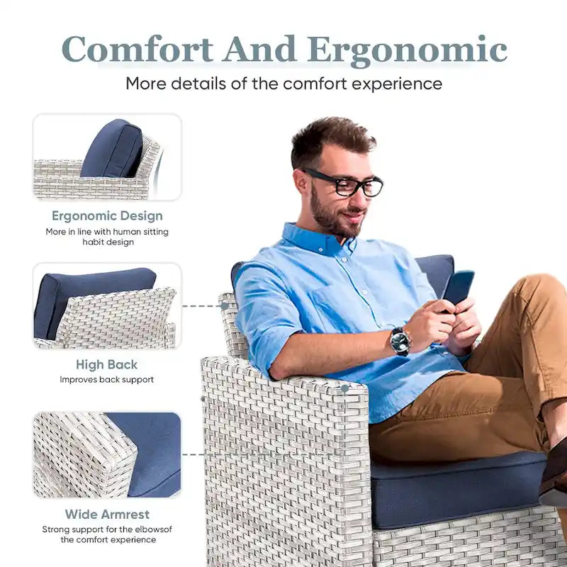 Ensemble de 2 chaises de patio en résine tressée PE - Gris clair