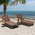 Ouyessir 60 Mini chaises longues d'extérieur avec dossier réglable et tablette coulissante (lot de 2)