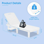 Ouyessir 60 Mini chaises longues d'extérieur avec dossier réglable et tablette coulissante (lot de 2)
