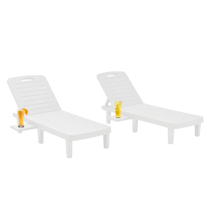 Ouyessir 60 Mini chaises longues d'extérieur avec dossier réglable et tablette coulissante (lot de 2)