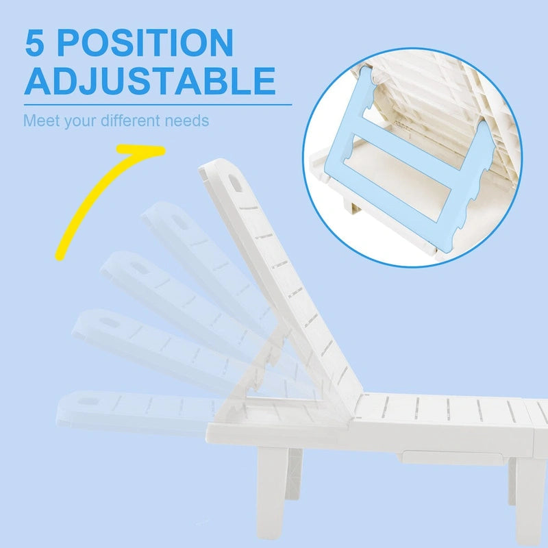 Ouyessir 60 Mini chaises longues d'extérieur avec dossier réglable et tablette coulissante (lot de 2)