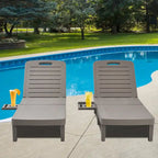 Ouyessir 60 Mini chaises longues d'extérieur avec dossier réglable et tablette coulissante (lot de 2)