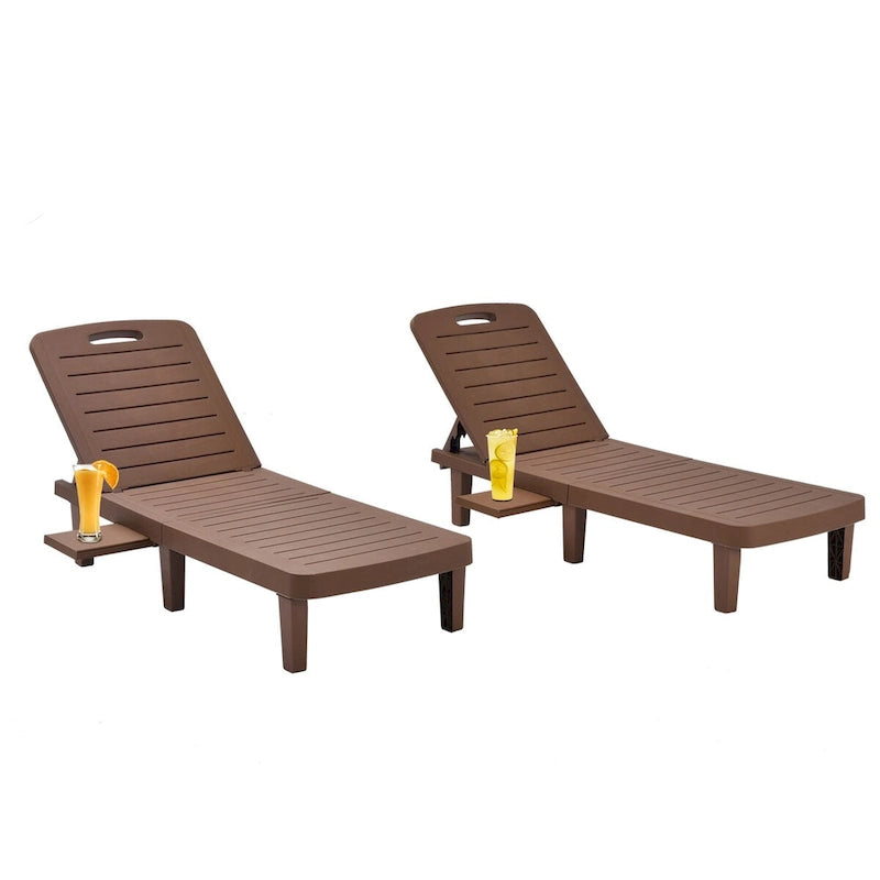 Ouyessir 60 Mini chaises longues d'extérieur avec dossier réglable et tablette coulissante (lot de 2)