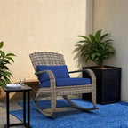 Outsunny Outdoor Wicker Adirondack Rocking Chair,Rattan Rocker Chair