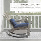 Fauteuil à bascule Adirondack d'extérieur en osier Outsunny, fauteuil à bascule en rotin