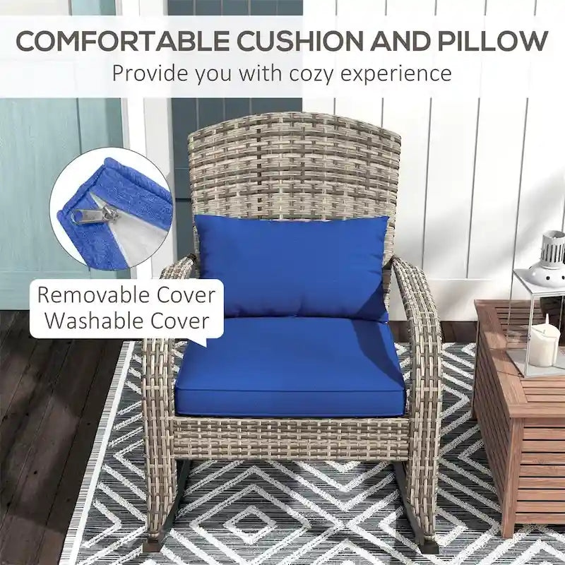 Fauteuil à bascule Adirondack d'extérieur en osier Outsunny, fauteuil à bascule en rotin