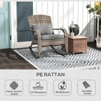 Fauteuil à bascule Adirondack d'extérieur en osier Outsunny, fauteuil à bascule en rotin