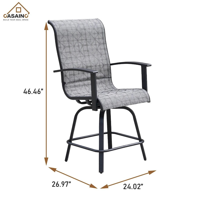Tabouret de bar pivotant et détachable Teslin 47 po, motif à carreaux noirs et gris - Non disponible