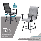 Tabouret de bar pivotant et détachable Teslin 47 po, motif à carreaux noirs et gris - Non disponible