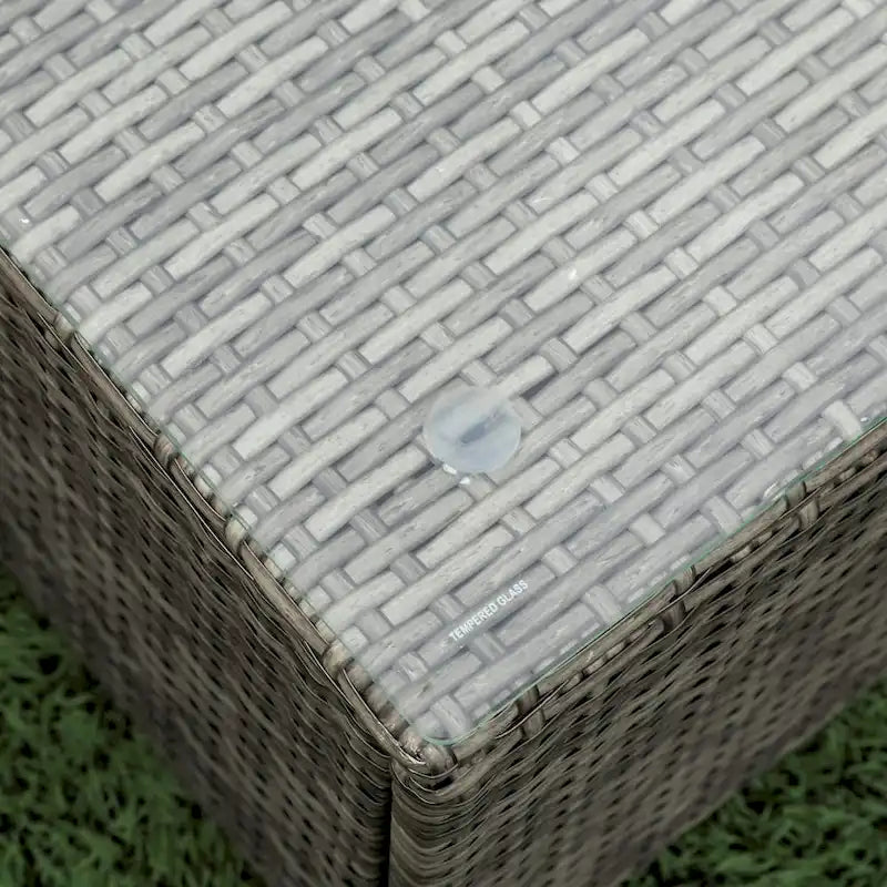 Ensemble de canapé d'angle 4 pièces en rotin tressé avec coffre de rangement