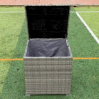 Ensemble de canapé d'angle 4 pièces en rotin tressé avec coffre de rangement