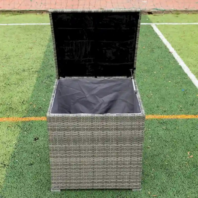 Ensemble de canapé d'angle 4 pièces en rotin tressé avec coffre de rangement