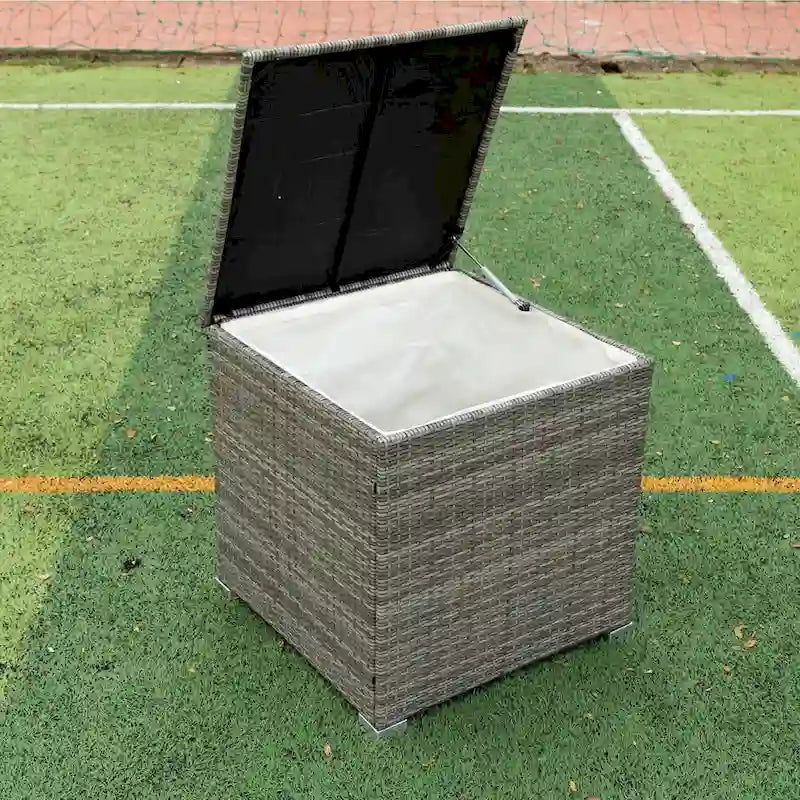 Ensemble de canapé d'angle 4 pièces en rotin tressé avec coffre de rangement