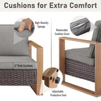 Canapé Gymojoy en rotin PE avec pouf - Marron