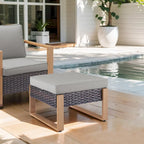 Canapé Gymojoy en rotin PE avec pouf - Marron