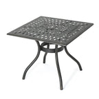 Table carrée d'extérieur en aluminium moulé de 37 pouces