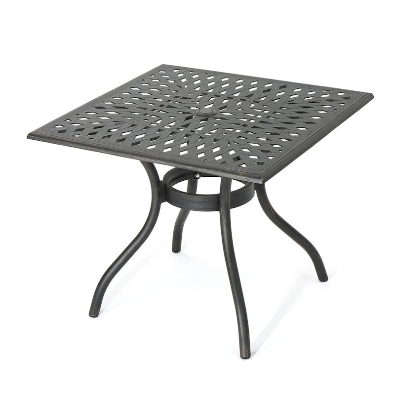 Table carrée d'extérieur en aluminium moulé de 37 pouces