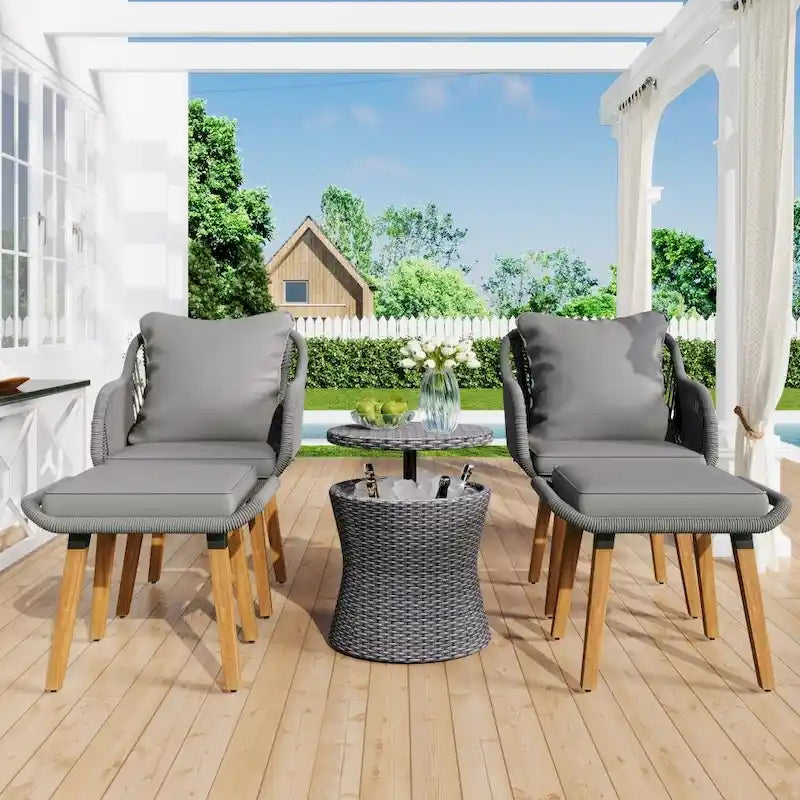 Ensemble de 5 pièces pour mobilier de jardin, ensemble de conversation pour terrasse