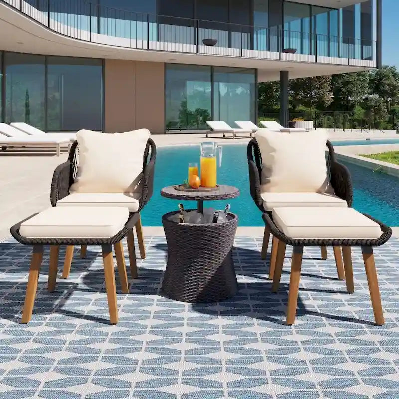 Ensemble de 5 pièces pour mobilier de jardin, ensemble de conversation pour terrasse