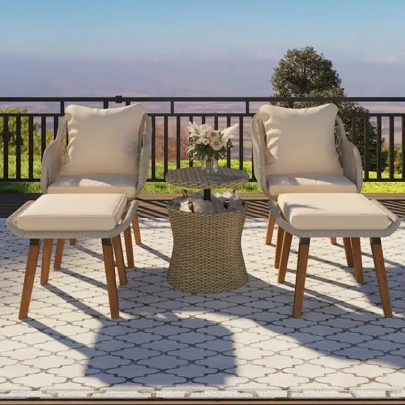 Ensemble de 5 pièces pour mobilier de jardin, ensemble de conversation pour terrasse