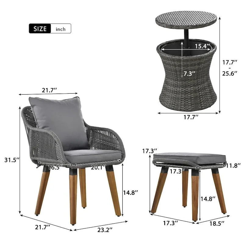 Ensemble de 5 pièces pour mobilier de jardin, ensemble de conversation pour terrasse