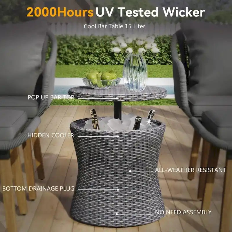 Ensemble de 5 pièces pour mobilier de jardin, ensemble de conversation pour terrasse