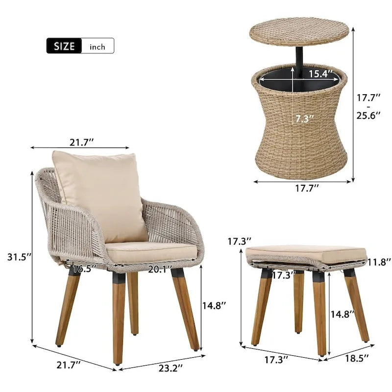 Ensemble de 5 pièces pour mobilier de jardin, ensemble de conversation pour terrasse