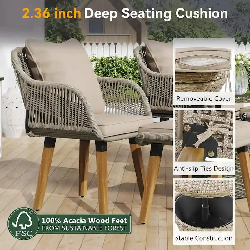 Ensemble de 5 pièces pour mobilier de jardin, ensemble de conversation pour terrasse