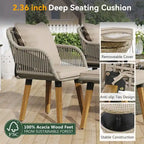 Ensemble de 5 pièces pour mobilier de jardin, ensemble de conversation pour terrasse