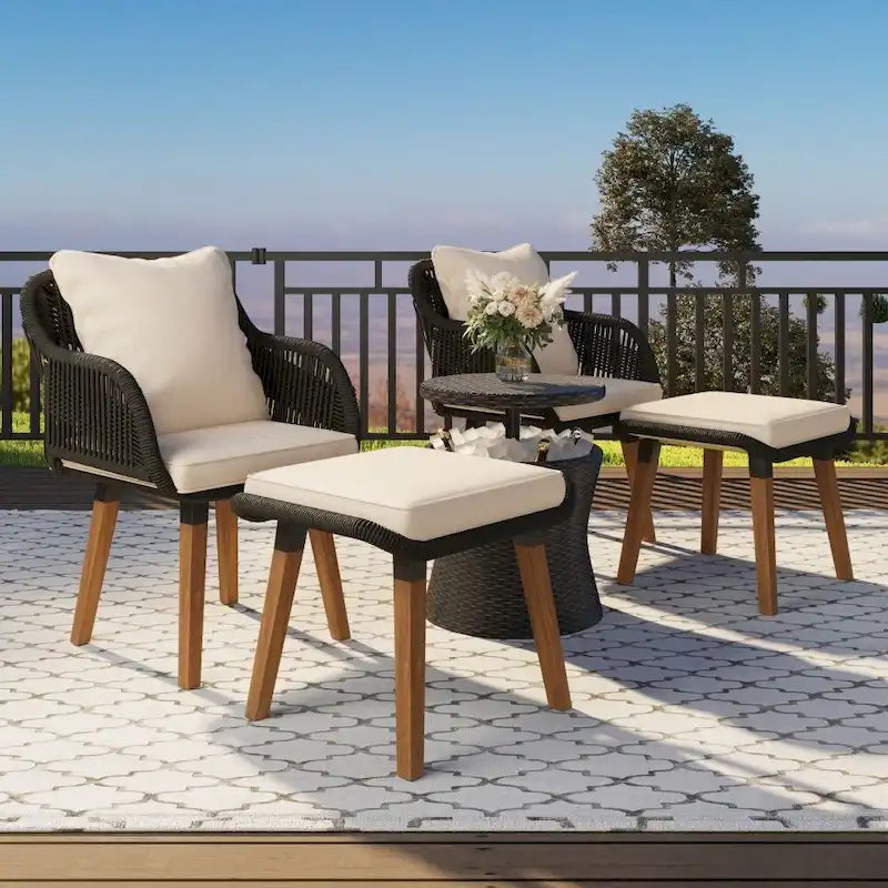 Ensemble de 5 pièces pour mobilier de jardin, ensemble de conversation pour terrasse