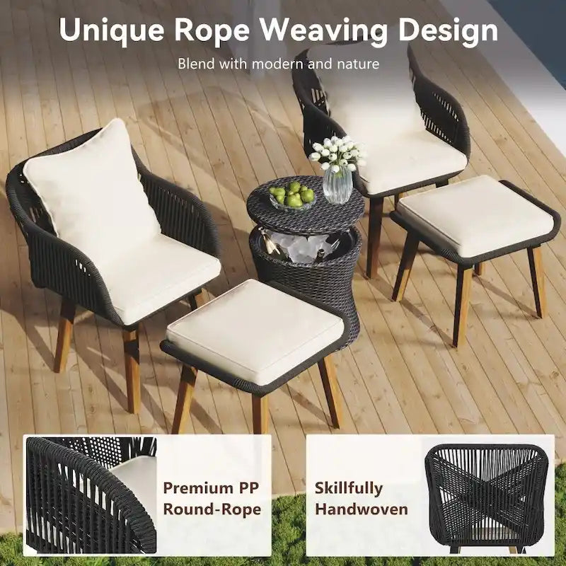 Ensemble de 5 pièces pour mobilier de jardin, ensemble de conversation pour terrasse