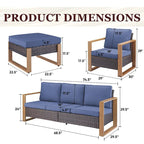 Ensemble fauteuils et pouf Gymojoy en rotin PE - Marron