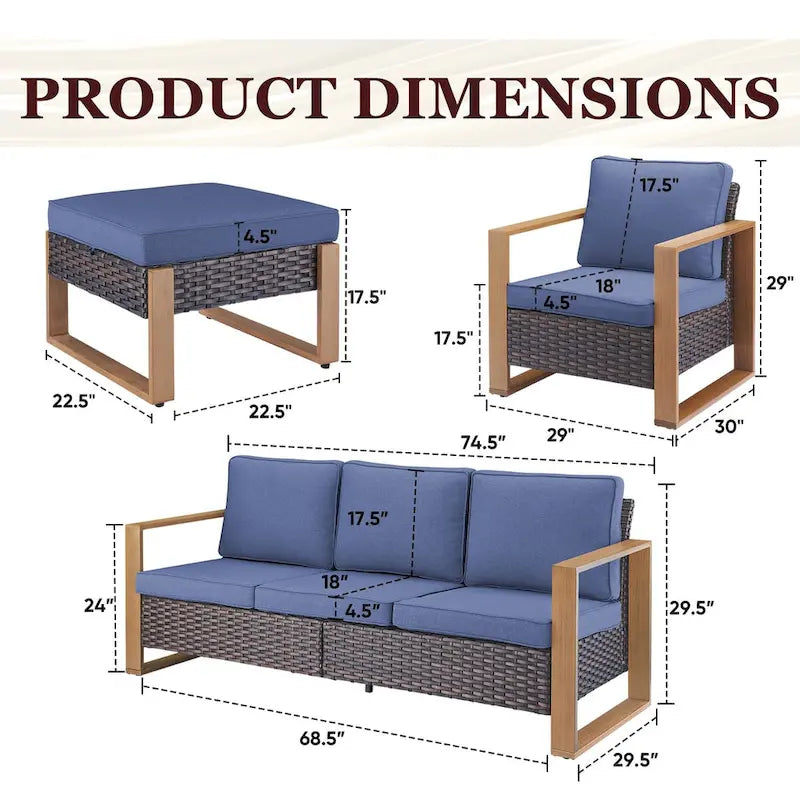 Ensemble fauteuils et pouf Gymojoy en rotin PE - Marron