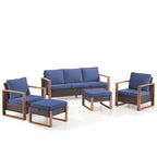 Ensemble fauteuils et pouf Gymojoy en rotin PE - Marron