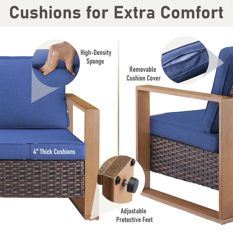Ensemble fauteuils et pouf Gymojoy en rotin PE - Marron