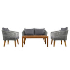Ensemble de conversation extérieur 4 pièces avec table et coussins, pour jardin