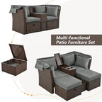 Lit de jour d'extérieur 2 places avec auvent pliable et coussins pour jardin