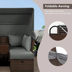 Lit de jour d'extérieur 2 places avec auvent pliable et coussins pour jardin
