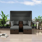 Lit de jour d'extérieur 2 places avec auvent pliable et coussins pour jardin