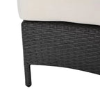 Ensemble de salon de jardin demi-cercle moderne : rotin gris, coussins blancs
