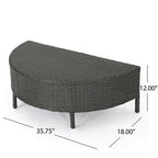 Ensemble de salon de jardin demi-cercle moderne : rotin gris, coussins blancs