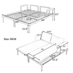 Lit de jour d'extérieur avec côtés en bois d'acacia, conception 2 en 1, pieds réglables et coussins lavables