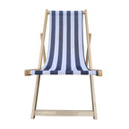 Chaise longue d'extérieur élégante et pratique avec dossier réglable - Bleu foncé/naturel, en bois de peuplier