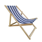 Chaise longue d'extérieur élégante et pratique avec dossier réglable - Bleu foncé/naturel, en bois de peuplier