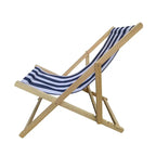 Chaise longue d'extérieur élégante et pratique avec dossier réglable - Bleu foncé/naturel, en bois de peuplier